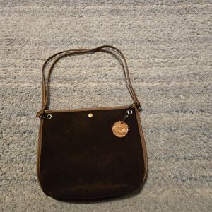 King Ranch Brown Suede Leather  Satchel Hand Bag Purse